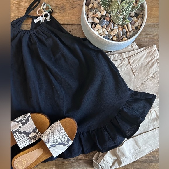 VINCE CAMUTO Wood platform neutral snakeskin slide sandals with gold-tone studs - Picture 4 of 12